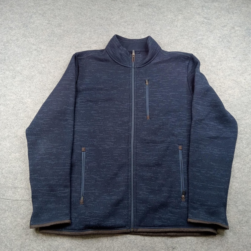 UNTUCKit Jacket Mens Large Blue Knit Full Zip Fleece Lined Pockets Casual